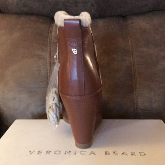 LAST PAIR! new VERONICA BEARD Leather Elfred Wedge Boots Hazel 9J6 - Picture 3 of 9